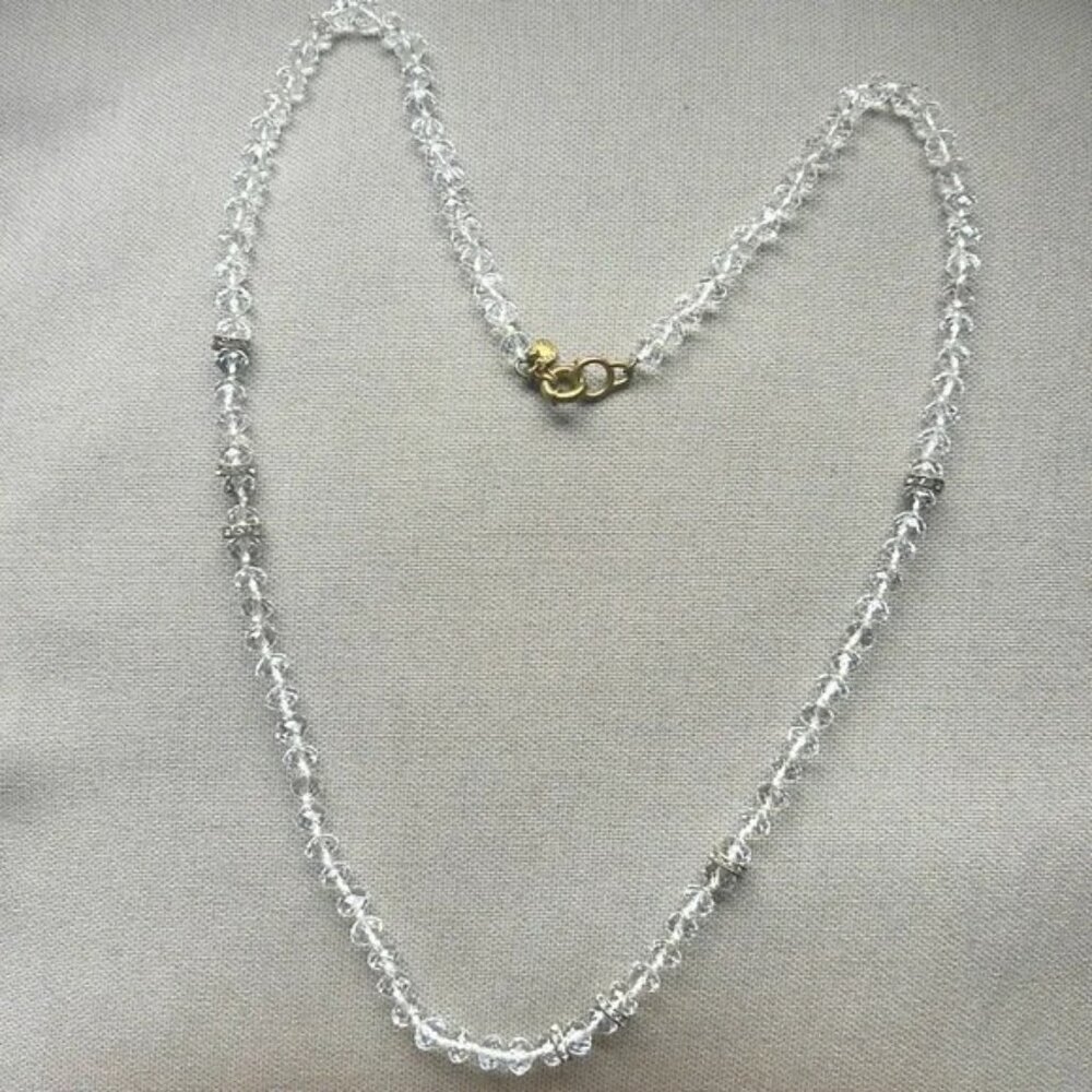 JCrew Clear Beaded Necklace with Rhinestones | 15inch drop - NWOT 🤩